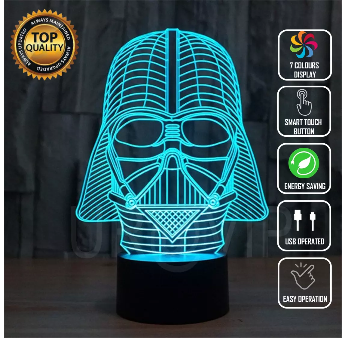Darth Vader Star Wars 3D Acrylic LED 7 Colour Night Light Touch