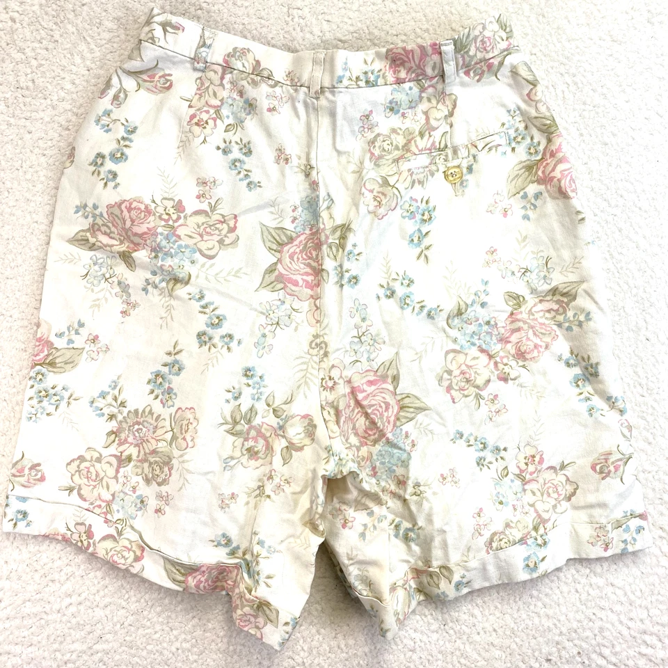 Pantalones Cortos Hunt Club Lino Mamá 10 Rosa Crema Floral Costero Cottagecore Playa Nuevos sin Etiquetas Foto 3 de 4