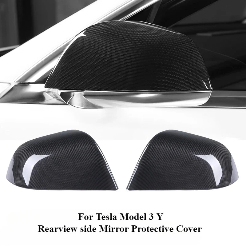 Rearview mirror protective cover carbon fiber car sticker for Tesla Model 3 Y - Image 2 of 4