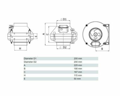 Wandventilatoren 7 Zoll Inline Kanalventilator Luftventilator Metallrohrbelüftung