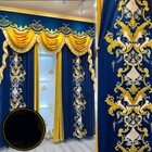 Custom European luxury velvet blue cloth blackout curtain valance drape C1004