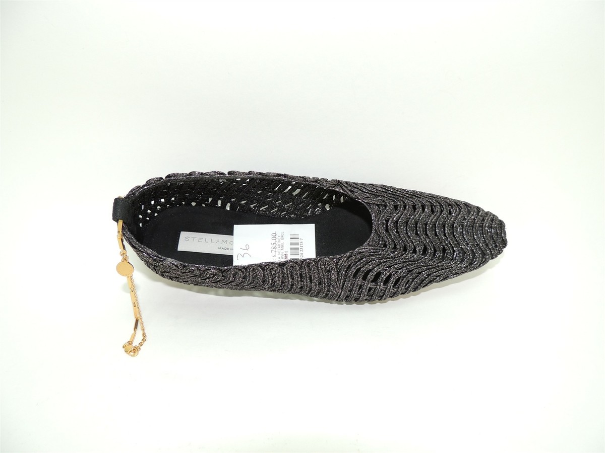 Stella McCartney Women's Woven Flats with Ankle Bracelet BLK