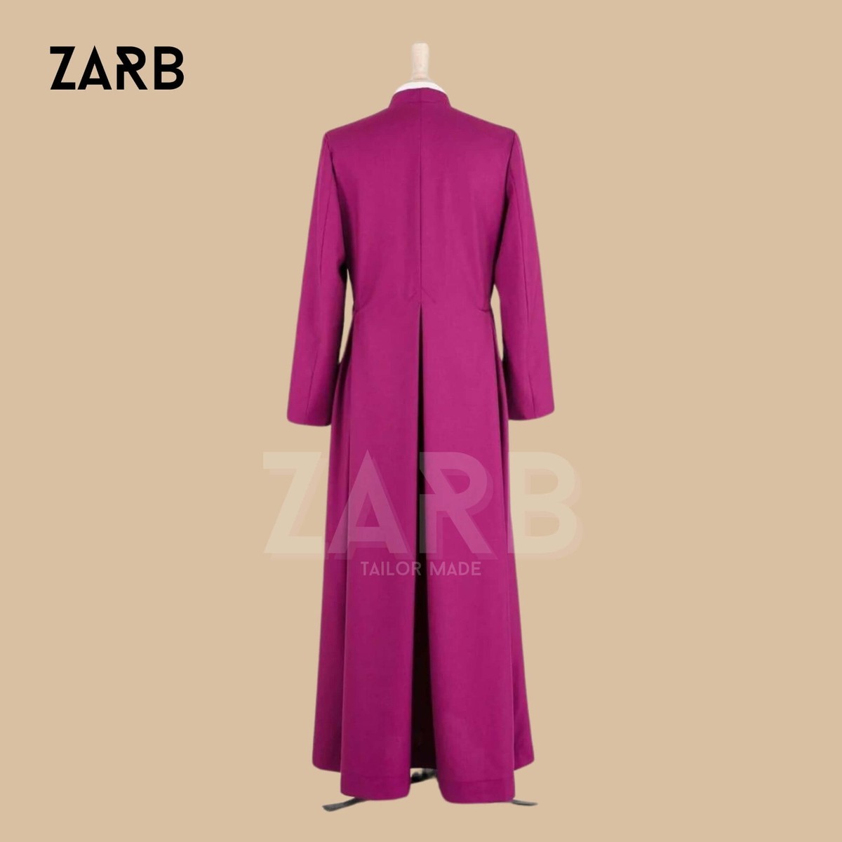 Men's Purple Clerical Cassock Robe Clergy Vestment, Bishop Robe
