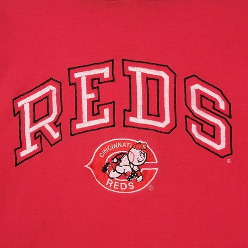 Vintage Logo 7 Cincinnati Reds Men's Large S/S Hooded T Shirt Embroidered Logo - Picture 2 of 10