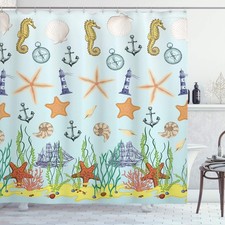 Seahorse Shower Curtain Sea Creatures Lightho...