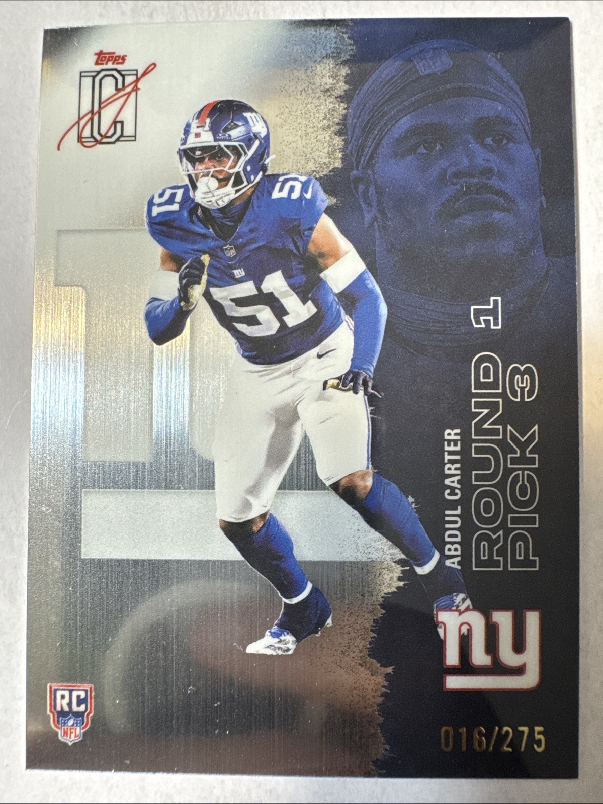 Topps 2025 Signature Class Abdul Carter Rookie Giants NFL Card #118 /275