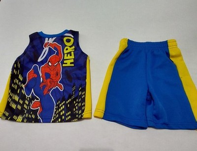 MARVEL AVENGERS 2 pc Spiderman Top and Pants Blue   size 2T preowned