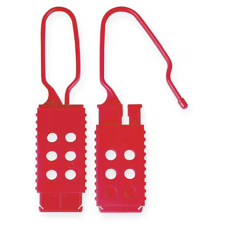 Master Lock 428 Lockout Hasp, Red, Nylon, 6 Max. No. Of Padlocks, 5/16 In Max.
