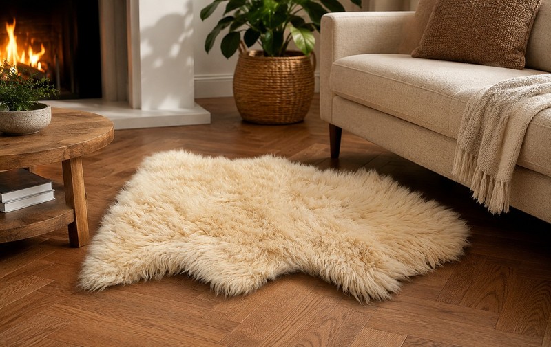 100% Natural  Fur Sheep Skin Rug Luxury Throw Silky Warm Floor  Mat 8201
