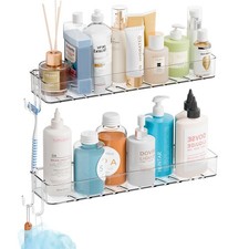 2 Pack Clear in Shower Organizers,Adhesive Shower Caddy,No Rust Acrylic Showe...