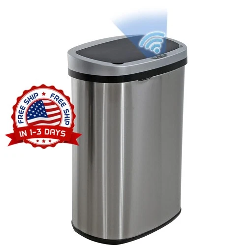 Bote De Basura Para Cocina 13 Galones Acero Inoxidable Con Sensor De Movimiento
