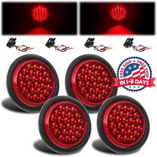 4 Luces Traseras Redondas Rojas LED de 4 Pulgadas para Remolque - 24 LEDs de Alt