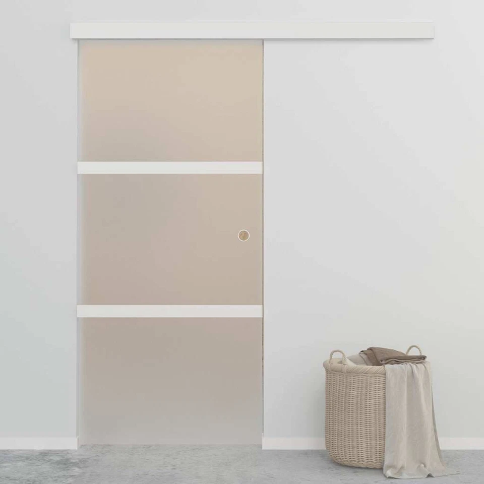 Porta Scorrevole in Vetro ESG e Alluminio 90x212 cm Argento vidaXL - Immagine 3 di 3