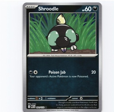 Shroodle - Reverse Holo Common ME01: Mega Evolution 091/132 NM Pokemon