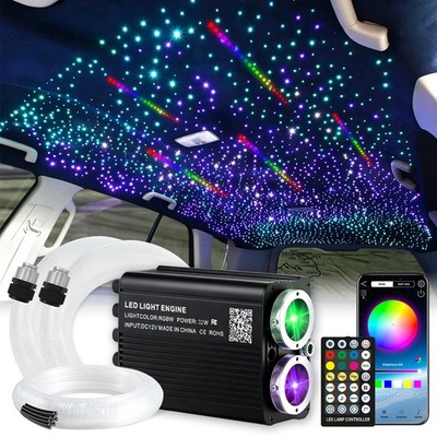 1200pcs Zweifarbige Auto Glasfaser Sternenhimmel Beleuchtung Twinkle&Meteor 4M