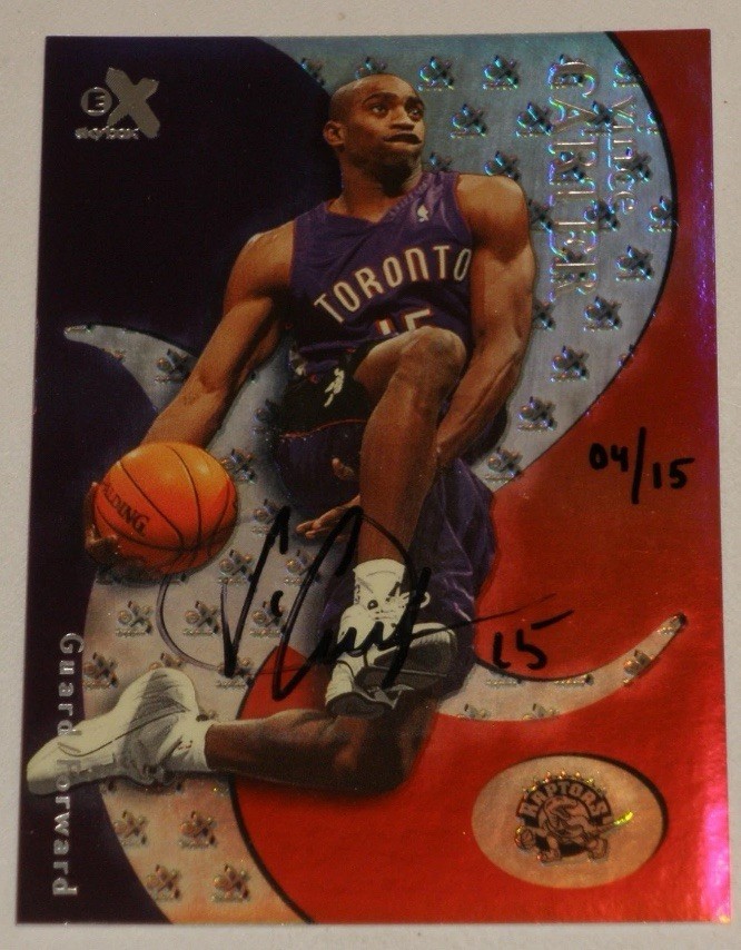 1999-00 Skybox E-X #16 Vince Carter Refractor Autograph Auto /15 $RARE$ Raptors