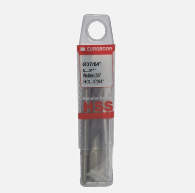1 NEW! Euroboor 37/64'' L2 Annular Cutter 3/4'' Weldon Shank HCL 37/64''