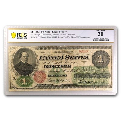 1862 $1.00 Legal Tender Salmon P. Chase VF-20 PCGS (Fr#16) | eBay
