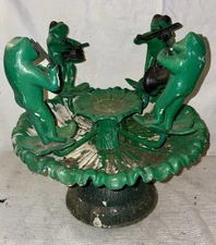VINTAGE FROG BIRDBATH FOUNTAIN TOP NOT WORKING AS IS PARTS RESTORE GARDEN DECOR