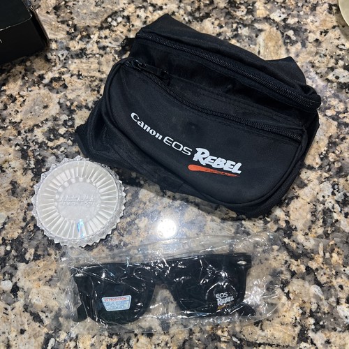 Vintage CANON EOS Rebel Accessory Kit UV Filter 52mm Sunglasses and Fanny Back - Picture 2 of 3