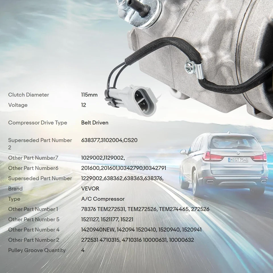 AC Compressor fits for Chevry Avalanche Tahoe Suburban Silverado GMC Sierra Yuko - Image 4 of 4