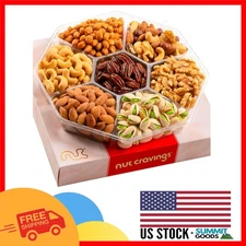 Elegant Christmas Mixed Nuts Gift in Red Gold Box - 1 LB 7 Nut Assortment