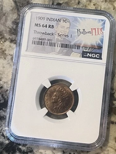 1909 Indian Head Penny One Cent NGC MS64 RB Bullion Plus