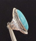 VNT Old Pawn Native American Sterling Turquoise Thunderbird Knuckle Ring sz7 — photo 9