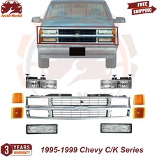 Front Grille Chrome Head Signal Light Reflector For 95-99 Chevy Ck Series