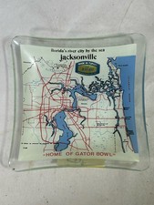 Vintage Jacksonville Florida FL Bayko River Glass Advertising Ashtray Gator Bowl