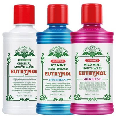 Euthymol Original Mild Icy Mint Fresh Mild Blend Mundspülung 500ml Kostenlose Lieferung