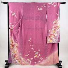Long-sleeved kimono length 166.5cm sleeve length 66cm M sleeve cherry blossom