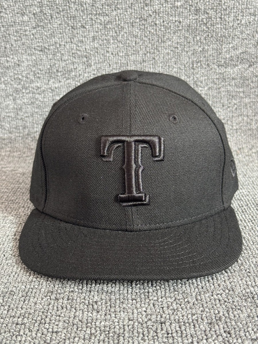 New Era Texas Rangers 59FIFTY Fitted Cap - All Black Size 6 3/4