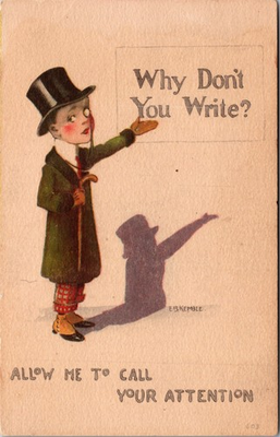 #ad Comic Child w Monacle Whay Don#x27;t You Write Artist Signed Kemble DB Postcard XF11 $3.95