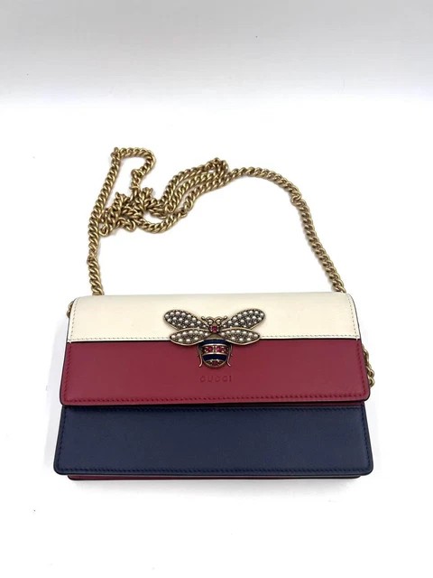 9.10 Live GUCCI Calfskin Queen Margaret Chain Wallet
