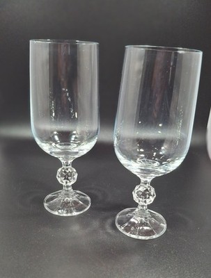 Vintage Claudia by Import Assoc Chrystal Ball Stem Goblets Ice Tea 7 1/2'' 2pcs