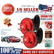 2x 12v 300db Super Loud Train Horn Waterproof Motorcycle Car Truck Suv Boat Red