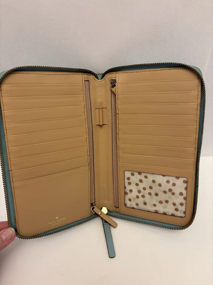 KATE SPADE Grand Street Zip Travel Bifold Wallet Robins Egg Blue 4017  - Image 4 of 4