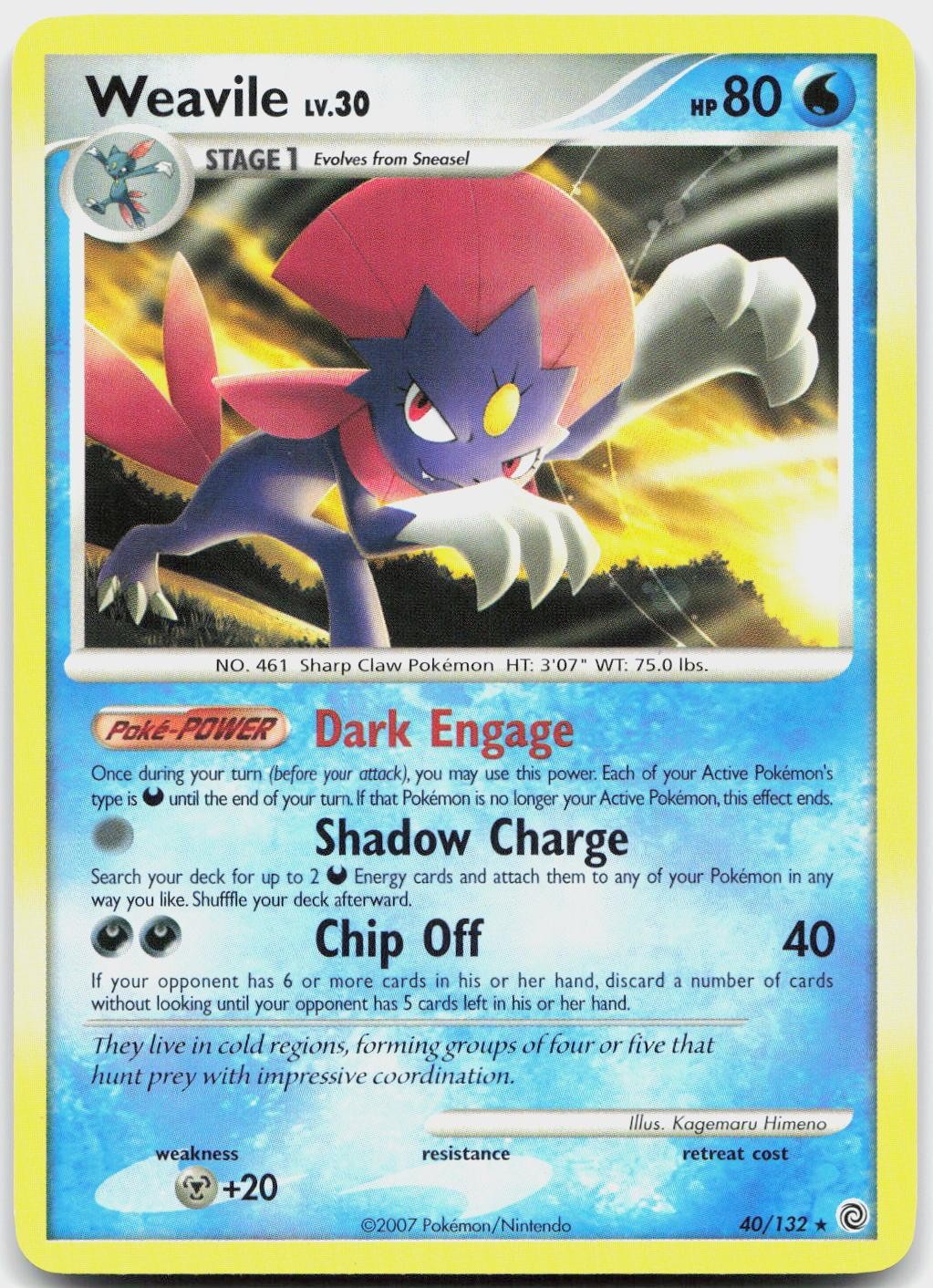 Weavile 40/132 Rare Secret Wonders Pokemon Lightly Played