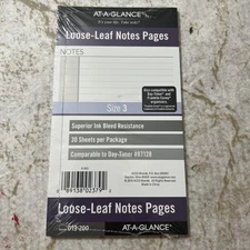 AT-A-GLANCE Loose-Leaf Notes Pages, 87128 DAY-TIMER, Refill, #013-200, Size 3