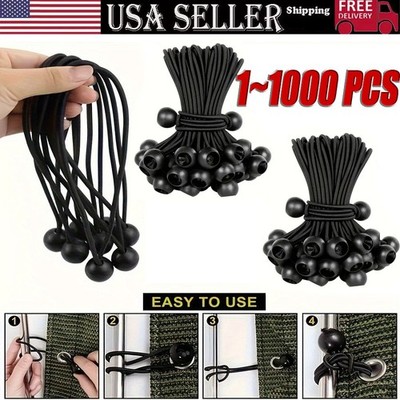 4'' Inch Black Ball Bungee Bungie Cord Canopy Tarp Tie Downs Straps New Lot