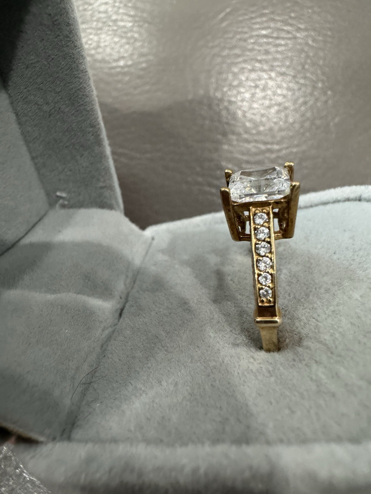 10K Solid Yellow Gold Lab Created Square Center S… - image 5