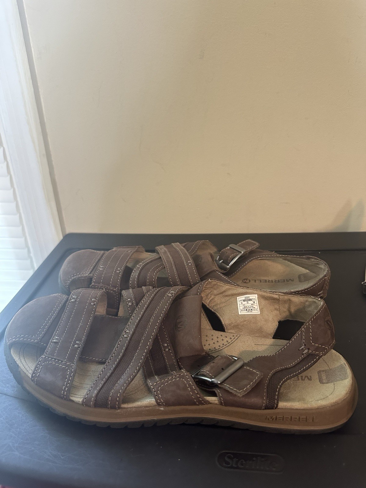 Merrell Espresso sandali da pescatore uomo in pelle marrone taglia 13