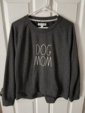Rae Dunn DOG MOM Crewneck Sweatshirt . Charcoal Gray Size Large