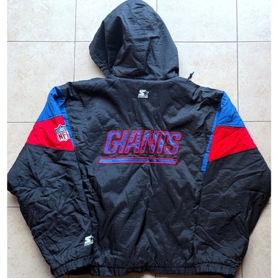 STARTER NFL GIANTS ダウン80% ジャケット XL 90s New York Giants 90s STARTER puffer Pullover jacket XL black blue