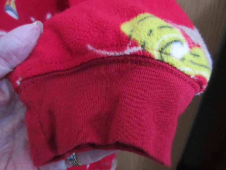 NICK & NORA unisex 100% fleece one piece long john RED SOCK MONKEY pajamas XXL - Image 4 of 4