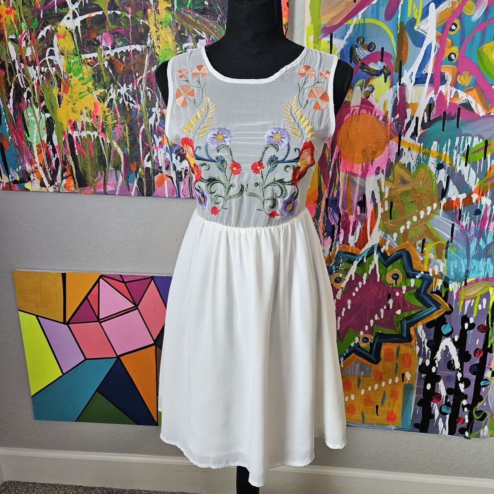 bar lll abito ricamato prima fila corpetto trasparente taglia XS