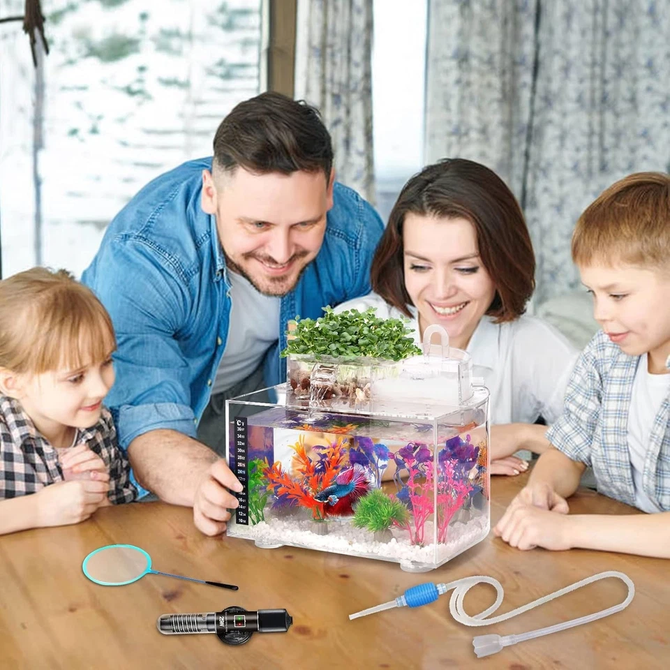 Kit de acuario Betta de 25 galones con sistema de autolimpieza y accesorios completos Foto 4 de 4