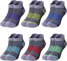 Boys Athletic Half Cushioned Ankle Socks Kids Cotton Sport Low Cut Socks 6 Pairs