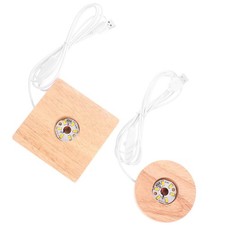 2 PCS Socle En Bois Pour Présentoir Lumineux LED Lampe Support D'écran